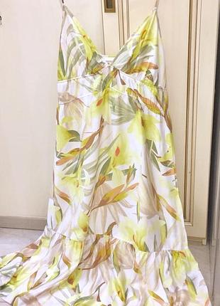 Нова.сукня на бретельках максі  maxi dress white yellow оригінал.з поточної колекції