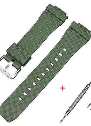 Ремінець для casio g-shock gm-2100 ga2100/2110 army green silver