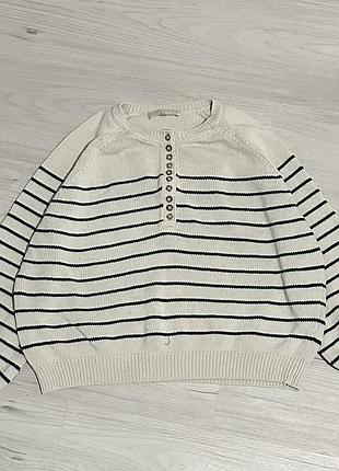Светр sezane la maille 100% cotton sweater jumper black/white women’s size m