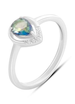 Срібне кільце komilfo з містиком топазом 0.547ct, вага виробу 2,05 г (2190387) 17 розмір 2.12, 17.5