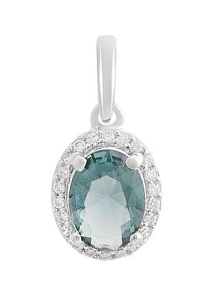 Серебряная подвеска komilfo с топазом лондон блю 1.031ct, фианитами (2213581)