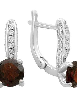 Срібні сережки komilfo з натуральним гранатом 2.21ct (2214243)