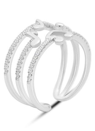 Срібне кільце komilfo з фіанітами, вага виробу 2,66 г (2149613) adjustable розмір