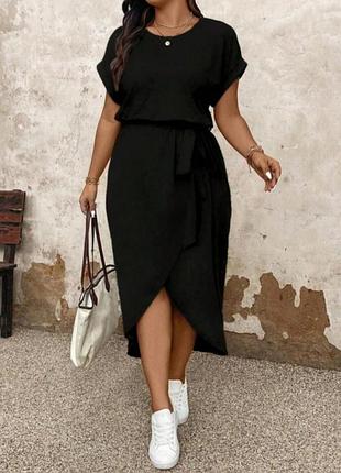Чорна трикотажна сукня на запáх, shein 3xl