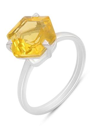 Срібне кільце komilfo з цитрином nano 3.87ct, вага виробу 2,73 г (2212799) 17 розмір