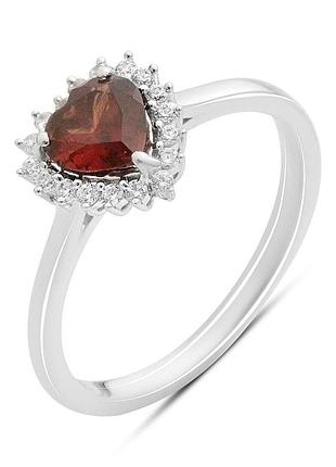 Срібне кільце komilfo з натуральним гранатом 1.22ct, вага виробу 2,17 г (2191346) 17.5 розмір 2.02, 18