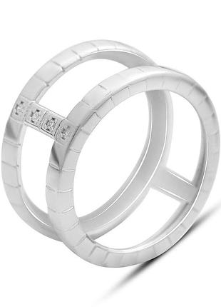 Серебряное кольцо komilfo с фианитами, вес изделия 3,59 гр (2208433) 18 размер
