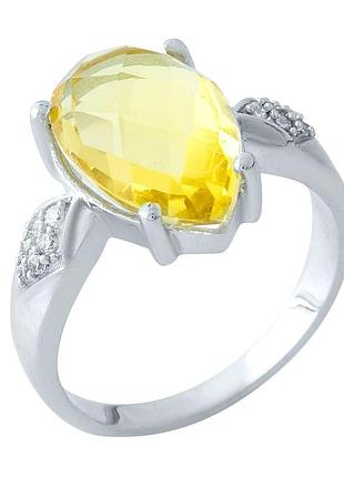 Серебряное кольцо komilfo с цитрином nano 4.572ct, вес изделия 3,58 гр (1967331) 17 размер