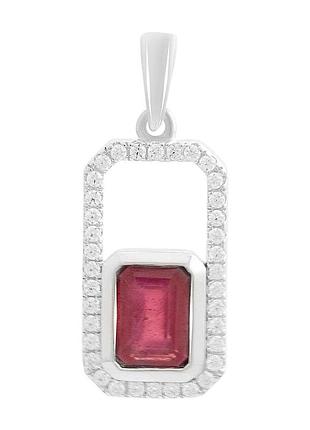 Серебряная подвеска komilfo с рубином 1.736ct, фианитами (2205227)