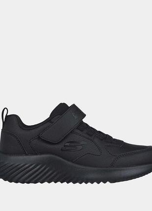 Оригінальні дитячі кросівки skechers/ шкіряні чорні кросівки для хлопчиків