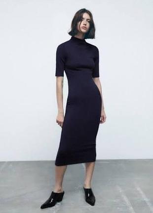 Сукня міді бавовна синя zara  жіноча xs
