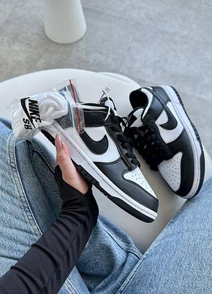 + додоткові шнурки жіночі кросівки nike sb dunk найк сб данк чорні з білим