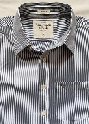 Сорочка бавовняна приталена abercrombie&fitch muscle розмір м/46 (дуже довгий рукав)