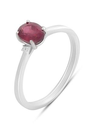 Срібне кільце komilfo з натуральним рубіном 0.988ct, вага виробу 1,65 г (2187929) 16.5 розмір 1.67, 17"