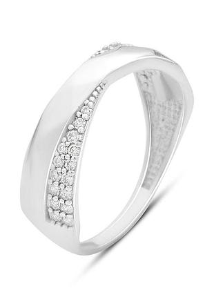 Серебряное кольцо komilfo с фианитами, вес изделия 2,21 гр (2199045) 17.5 размер