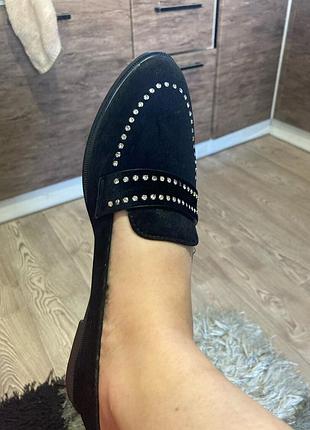 Комфортні лофери з камінчиками 🥰мякусенькі велюр р 39-40/26 см kelsi