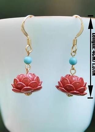 Ексклюзив сережки бірюза + корал