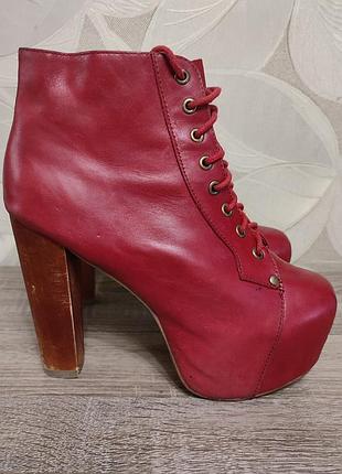 Женские кожаные красные ботильоны jeffrey campbell size 40