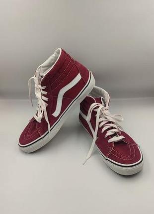 Высокие кеды vans off the wall sk8-hi burgundy / true white размер 42-43