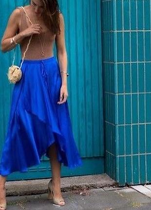 Яскрава синя сатинова спідниця з асиметричним кроєм zara
☝️☝️☝️☝️☝️☝️☝️
