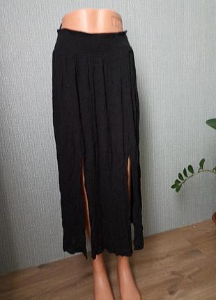 Юбка миди, 100%вискоза, черная,жатка, р. xl -xxl