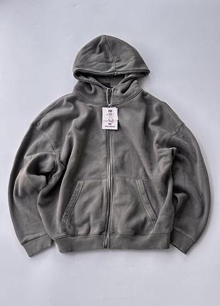 Зіп худі pull&bear zip hoodie сіре пулбір кроп кофта на блискавці