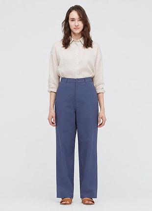 Фірмові прямі брюки uniqlo linen blend relaxed straight pants