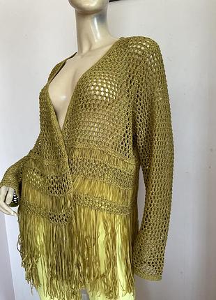 Оригинальный кардиган с бахромой/ l- xl/brend ulla popken