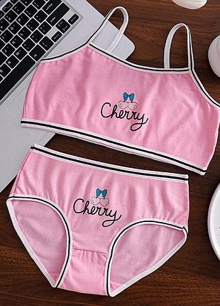 Комплект топ и трусики 8-017 для девочки розового цвета "cherry"