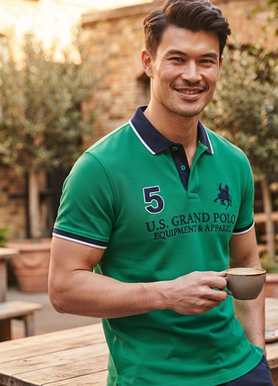 Чоловіча футболка-поло "slim fit" u.s. grand polo (зелена), розмір l