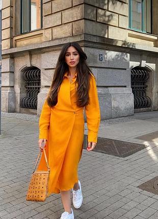 Красивое яркое оранжевое платье на запах из лиоцелла zara
☝️☝️☝️☝️☝️☝️☝️