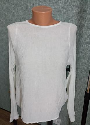 Блуза жатка+трикотаж, белая, s-xs
