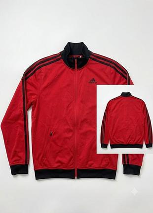 Червона олімпійка adidas / спортивна кофта адідас з трьома смужками (розмір l / підлітковий 14-16)