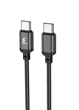Кабель wibrand cobra 60w nylon charging data cable for type-c to type-c 1m black