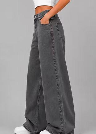 Женские длинные черные серые графит широкие джинсы палаццо wide leg талия 80, р.26/32 м, s monki h&amp;m широта джинси палаццо