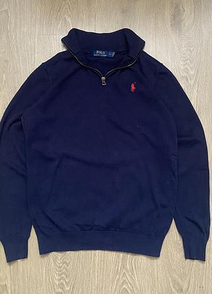 Темно-синій джемпер polo ralph lauren на блискавці 1/4 / кофта ральф лорен оригінал