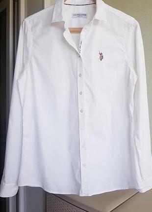 Белая приталенная рубашка u.s. polo assn 42