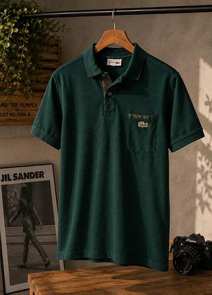 Lacoste live чоловіче поло зелене 100% бавовна оригінал з кишенею l