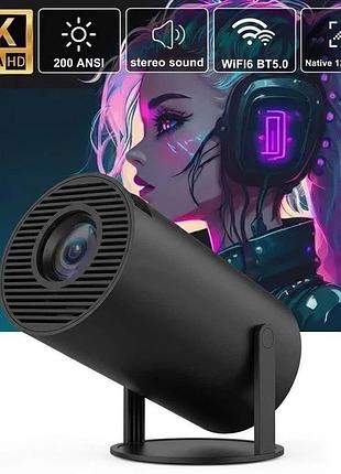 Led проектор для дому портативний смарт з wifi bluetooth android 11 1280х720р black qn-37