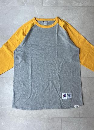 Футболка лонгслів vintage champion three quarter raglan sleeve baseball t-shirt xl