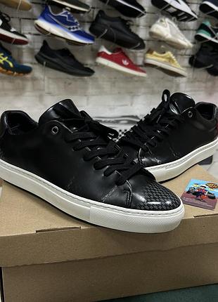 Чоловічі шкіряні низькі кеди hugo boss mirage low з гладкої полірованої шкіри оригінал чорні монограмні преміальні італійські 43-44 р бу повсякденні