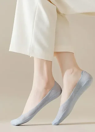 Сліди літні з дихаючою сіточкою та силіконом блакитні 35-38р. 4564 антиковзкі зручні еластичні шкарпетки-чорники літні жіночі короткі відкриті бавовна