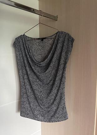 Синьо-біла блузка select collection з коміром-водоспад, розмір s