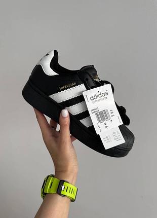 Женские черные кроссовки adidas superstar xlg black white platform х адидас суперстар 37