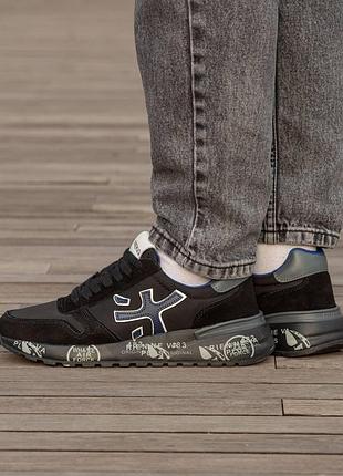 Premiata black blue suede