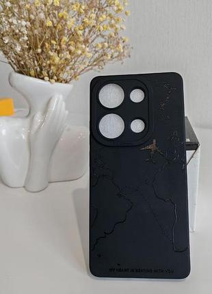 Стильний чорний чохол для poco m6 pro (з картою світу та захистом камер)