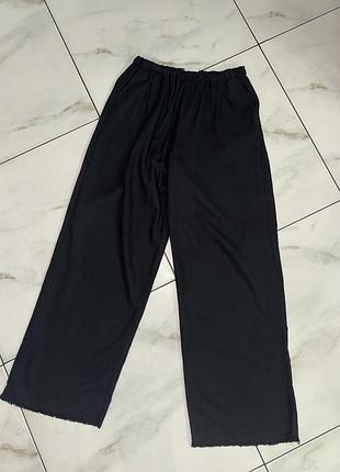 Женские черные льняные широкие брюки штаны bershka xs (36)