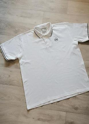 Белая хлопковая футболка-поло umbro, размер xxl