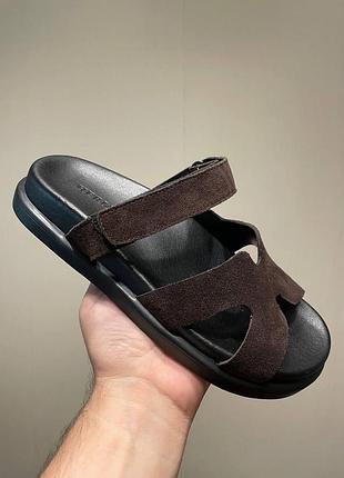 Жіночі шльопанці hermes brown black