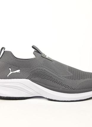 Puma softride тапкі мокасіни сліпони темно сірі на білій